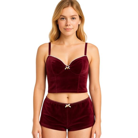 Vintage Inspired Velvet Lingerie, Lounge Set,  Top & Shorts Size M – NWT - Picture 1 of 5